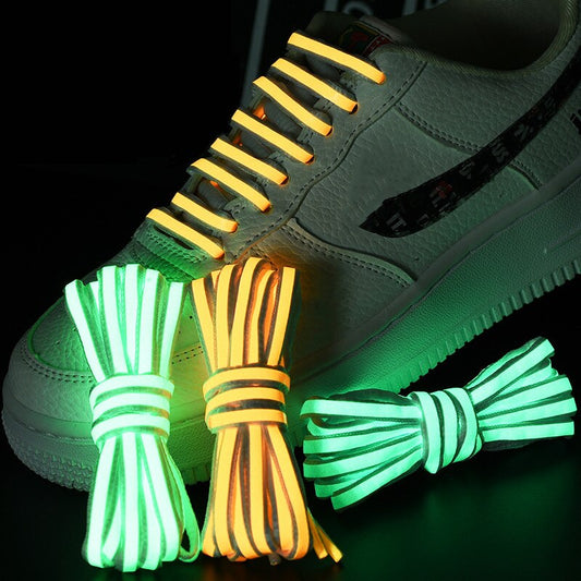 1 Pair Laser Luminous Shoelaces AF1 Sneakers Shoe laces Vibrant Fluorescent Shoelace Semicircle Laces Shoes Accessories