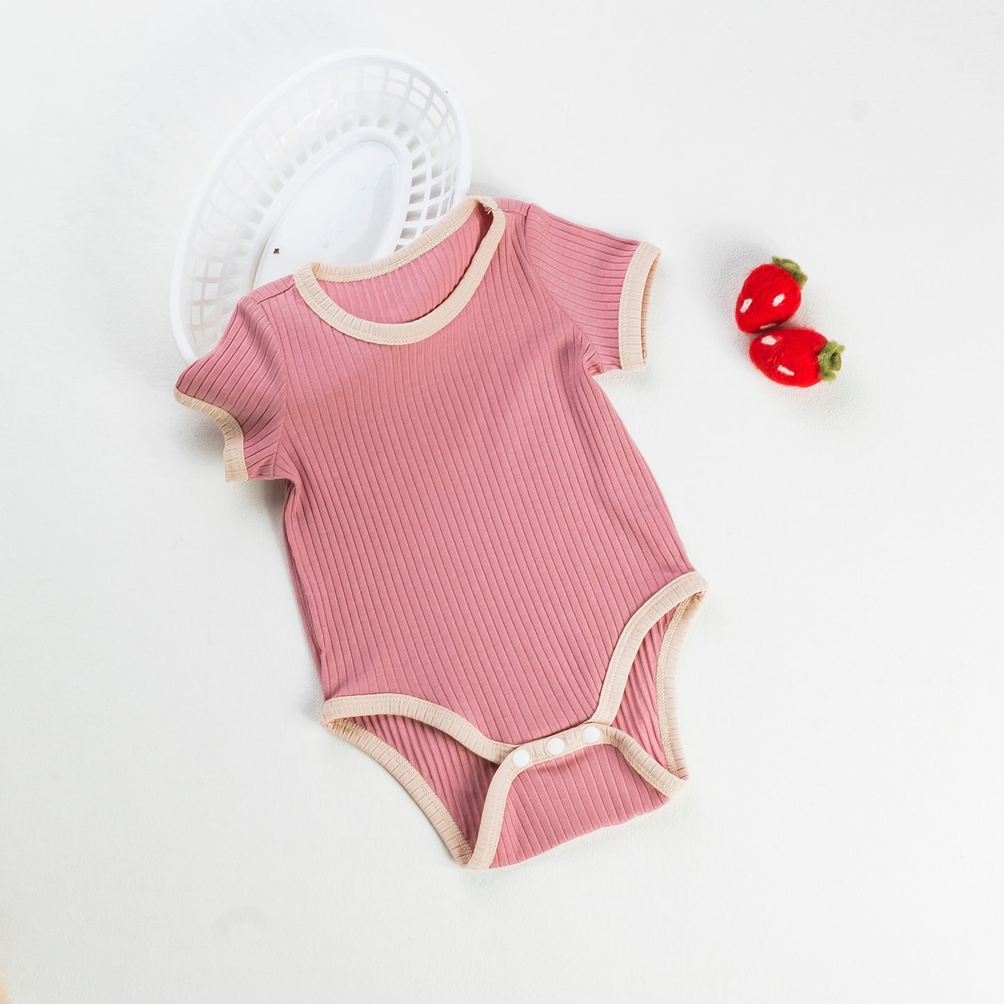 0-2 Years Babany bebe New Unisex Romper For Babies Clothes Short Sleeve Solid Color Splicing And Contrasting Colors Romper