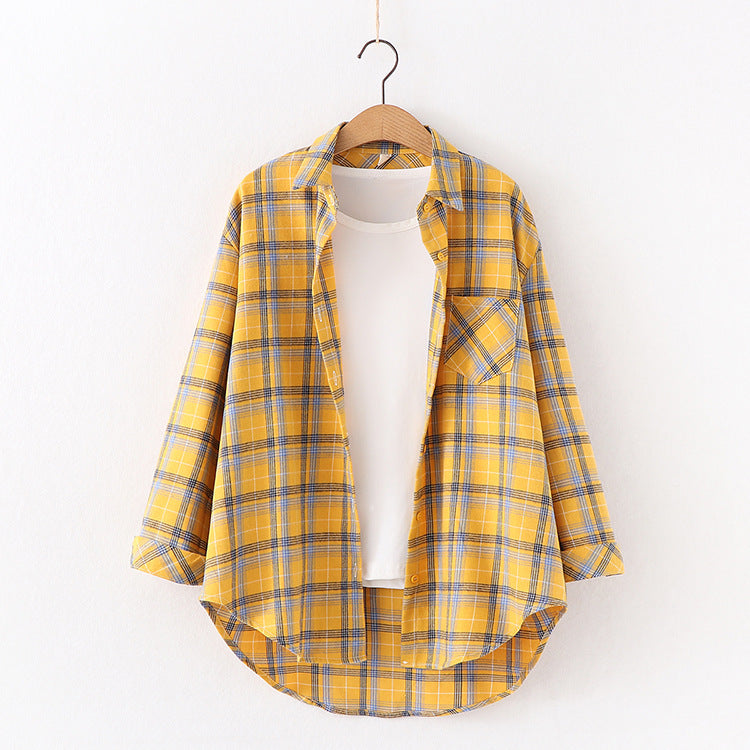 Autumn new ten-color plaid shirt women's long-sleeved loose shirt coat top fashion trend