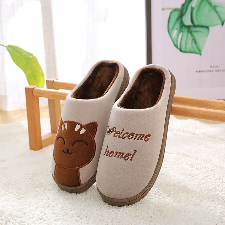 Winter cartoon couple slippers home shoes women's warm cotton slippers cute animal indoor thickening wholesale