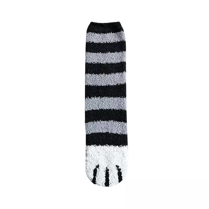 Autumn and winter plus velvet thick warm women's socks cartoon cute cat claws coral velvet sleep socks home floor socks