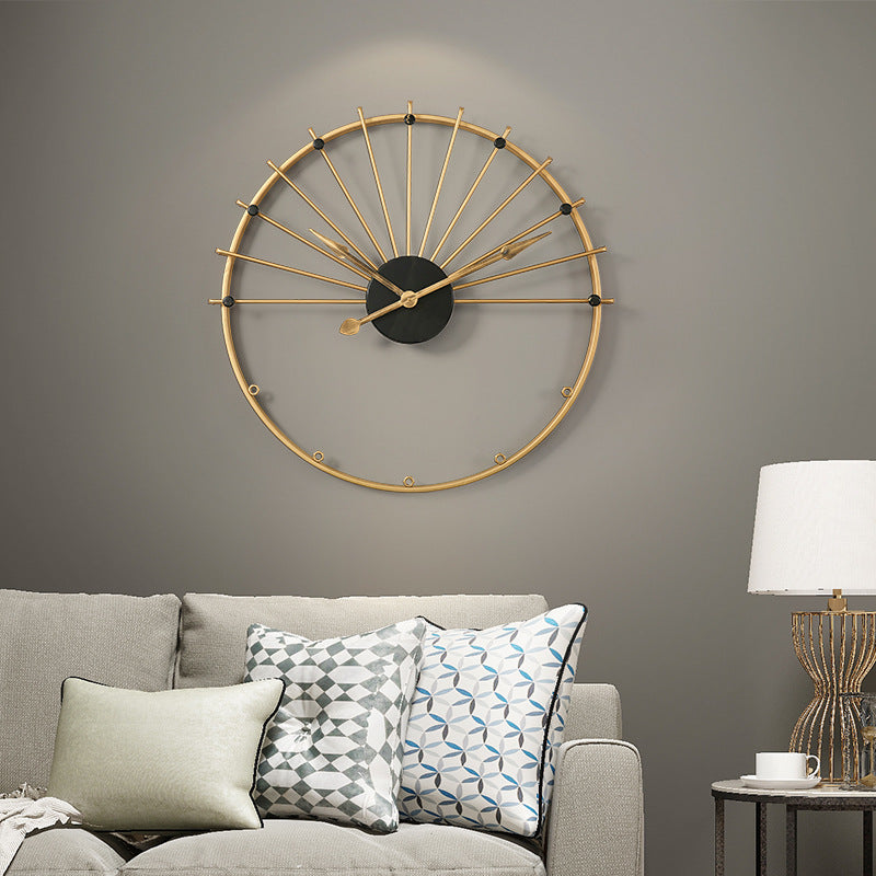 Nordic wall clock living room simple metal Spanish style decorative wall clock creative light luxury clock