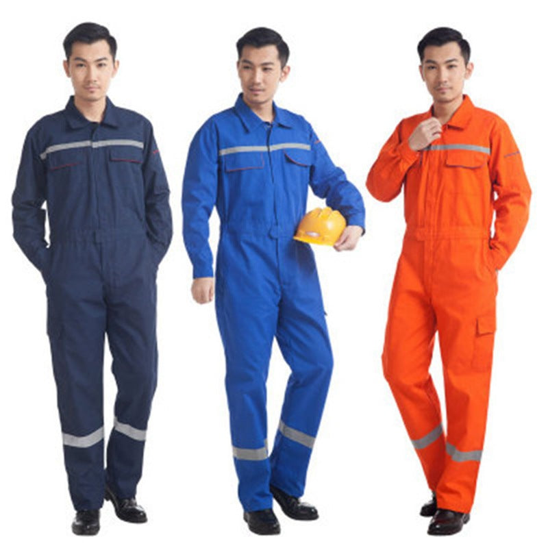 Anti-static and flame retardant one-piece work clothes pure cotton acid and alkali-resistant one-piece work clothes winter long-sleeved labor protection clothing