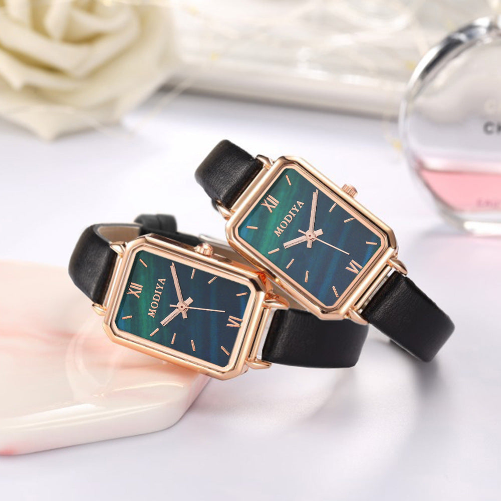MODIYA network red hanging with a retro temperament ladies watch wholesale female watch small square small green table generation