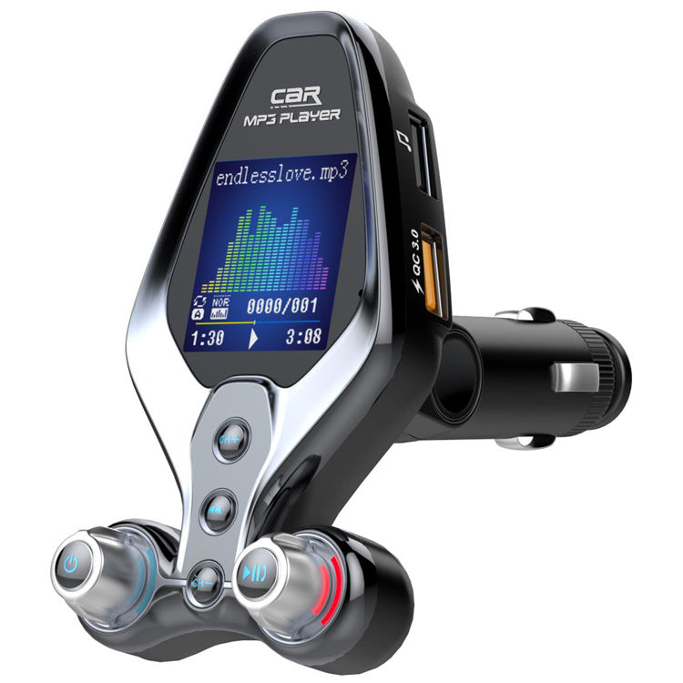 Cross-border Wholesale 1.44 inch color screen QC3.0 fast charge car Bluetooth MP3 player space shuttle FM transmitter
