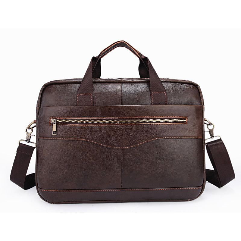 Factory direct leather men's bag men's casual business briefcase cross-section men's shoulder slim bag hand bag tide