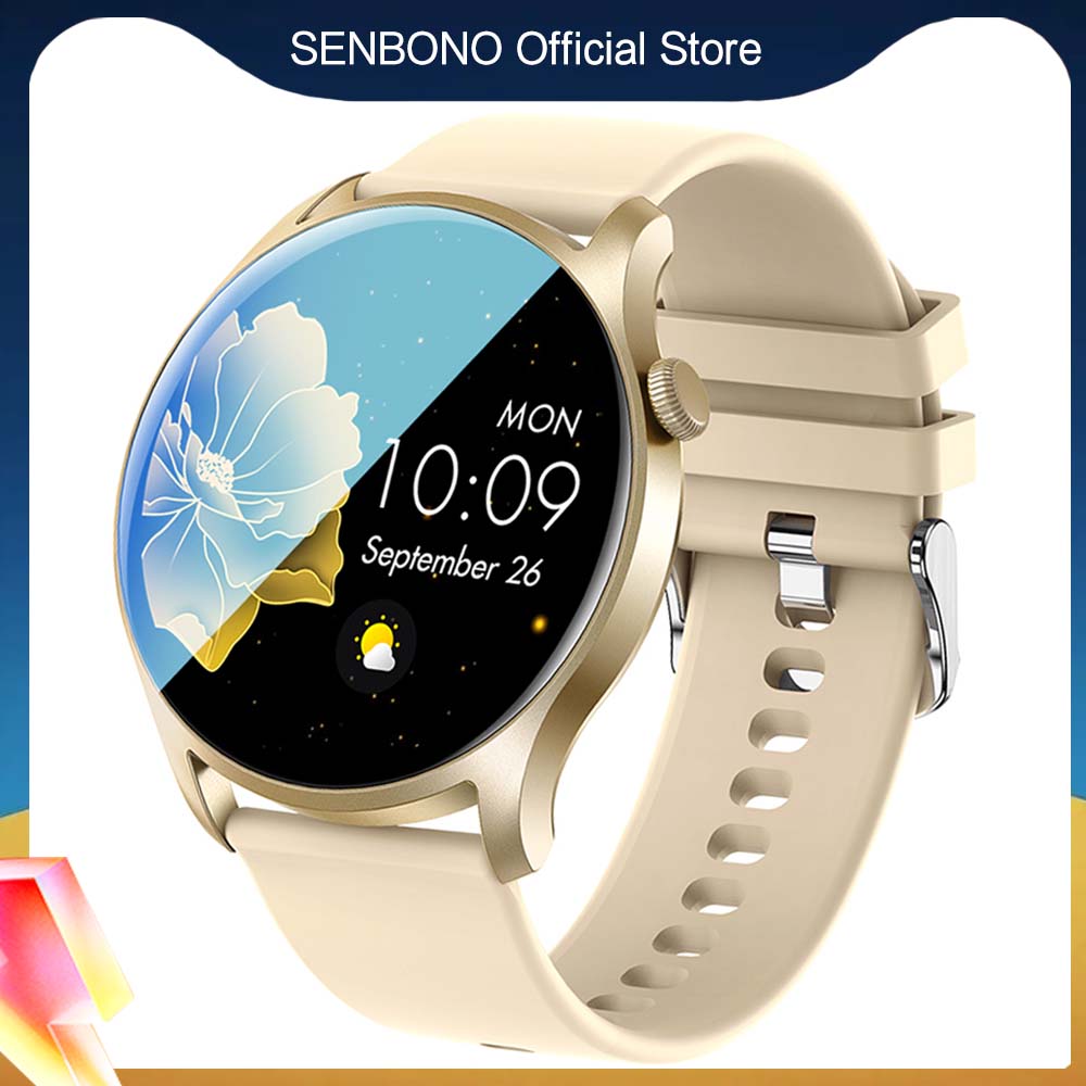 SENBONO Round Women Smart Watch Max8 Full Touch Screen Sports Fitness Tracker Waterproof Women's Smartwatch Men for Android iOS