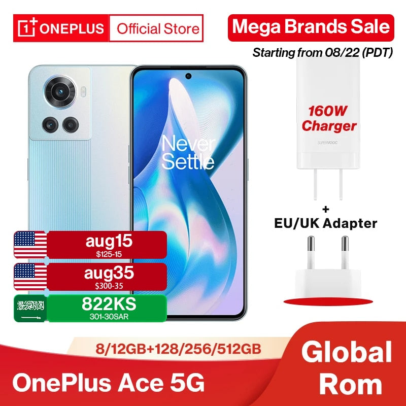 Global Rom OnePlus Ace 5G MTK Dimensity 8100 MAX 8GB 128GB Smartphones 150W Fast Charging 120Hz OLED 10R  Android Cellphone