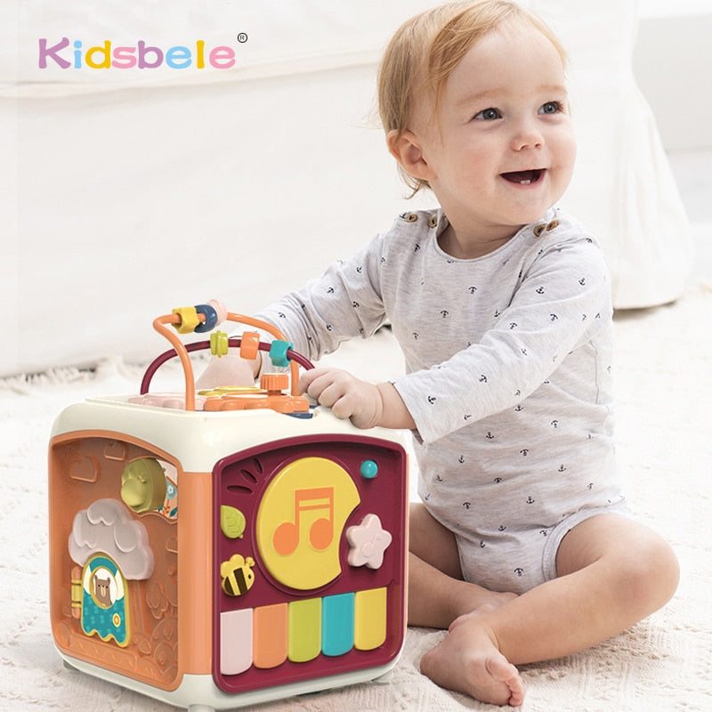 Baby Activity Cube Toddler Toys 7 in 1 Educational Shape Sorter Musical Toy Bead Maze Counting Discovery Toys For Kids Learning