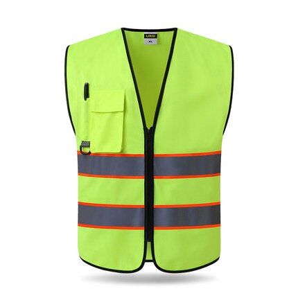 High Visibility Reflective Vest Sleeveless Jacket Men Hi Vis Workwear Uniform Safety Protective Gear Fluorescent Yellow Tank Top