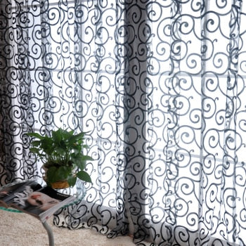 New 100*200cm Vintage Pastoral Floral Tulle Voile Door Scarf Valances Drape Sheer Window Curtain Bedroom Living Room