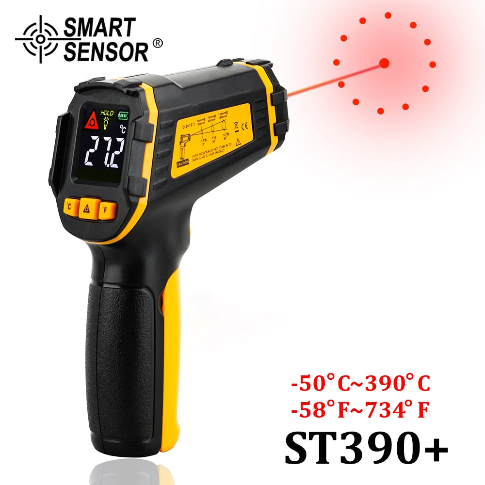 Digital Infrared Thermometer Laser Temperature Meter Non-contact Pyrometer Imager Hygrometer IR Termometro Color LCD Light Alarm