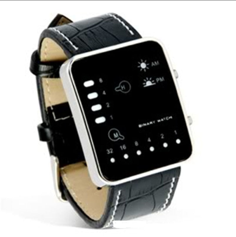 2022 Hot Splendid Watch Fashion Digital Red LED Sport Wrist Watch Binary Wristwatch PU Leather Women Mens Clock Relogio Feminino