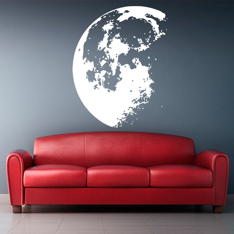 Outer Space Moon Wall Sticker Home Decor Modern Vinyl Wall Decals Removable House Decoration Wall Art Mural
