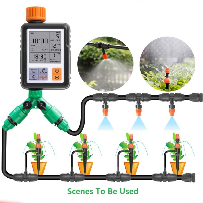 Automatic Programmable Digital Water Timer 3" Large Screen IP65 Waterproof For Garden Lawn Watering System Irrigation Controller