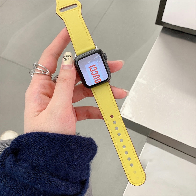 Leather strap For Apple watch band 44mm 40mm 42mm 38mm wrist watchband bracelet for correa iWatch serie 3 4 5 6 se 7 41mm/45mm