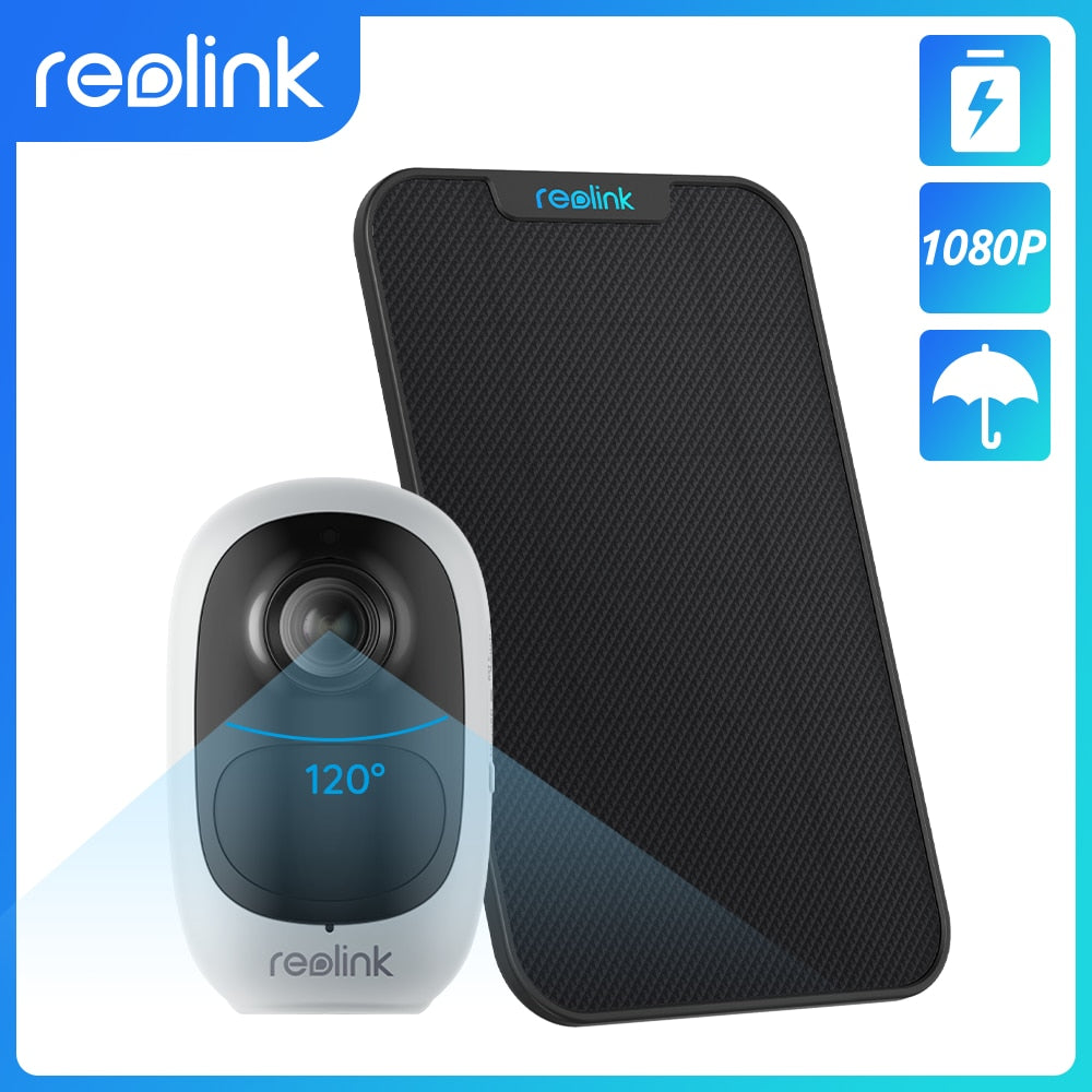 Reolink Argus 2E and Solar Panel Rechargeable Battery WiFi Camera 1080P Full HD PIR Motion Detection 2-Way Audio 120° Wide Viewi