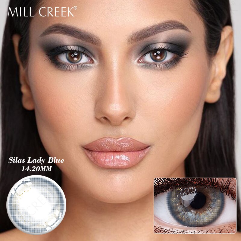 Mill Creek 1Pair Color Contacts lences Myopia Degree Nougat-blue natural beauty lenses Colored Contacts With Prescription