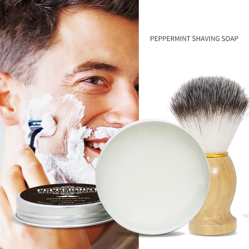 60g Mint Scented Men's Shaving Soap Aluminum Boxed Foam Rich Gentle Not Stimulating Handmade Soap TSLM1