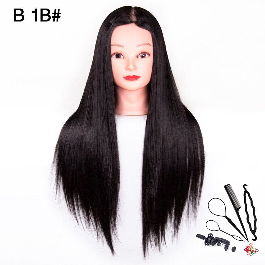 synthetic Best Quality Hair Mannequins Salon Hairdressing Hair Styling Training Head Hair Practice And Holder Hairstyle Practice