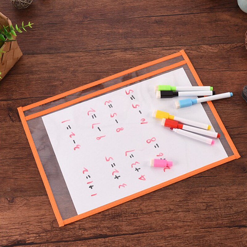 12pcs/Set Children's Erasable Drawing Board Transparent Writing Dry Wipe Bag Drawing Toy For Kids Children Adult