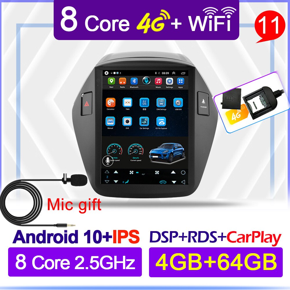 Car Android 10 Player For Hyundai Tucson IX35 2010 2011 2012 2013 2014 2015 2din Radio Multimedia GPS 2 din For Tesla style