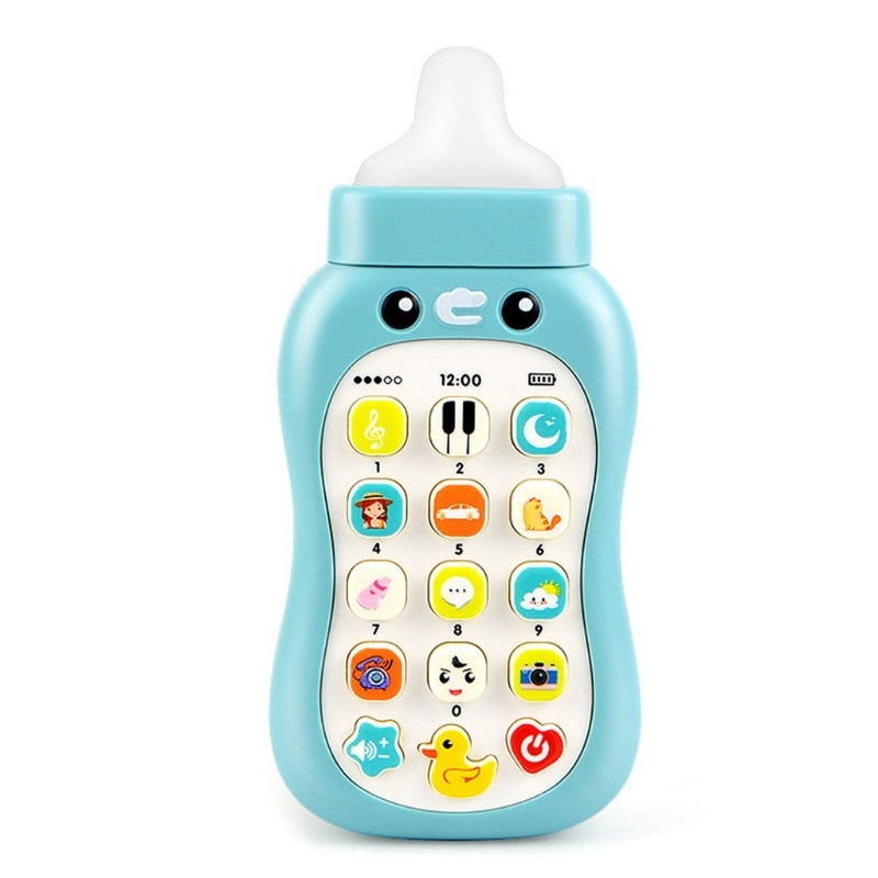 Intelligent Education Cell Phone Musical Bottle Toy, Baby Nibble Pacifier Simulation Bottle for 1+ Years Old Boys Girls