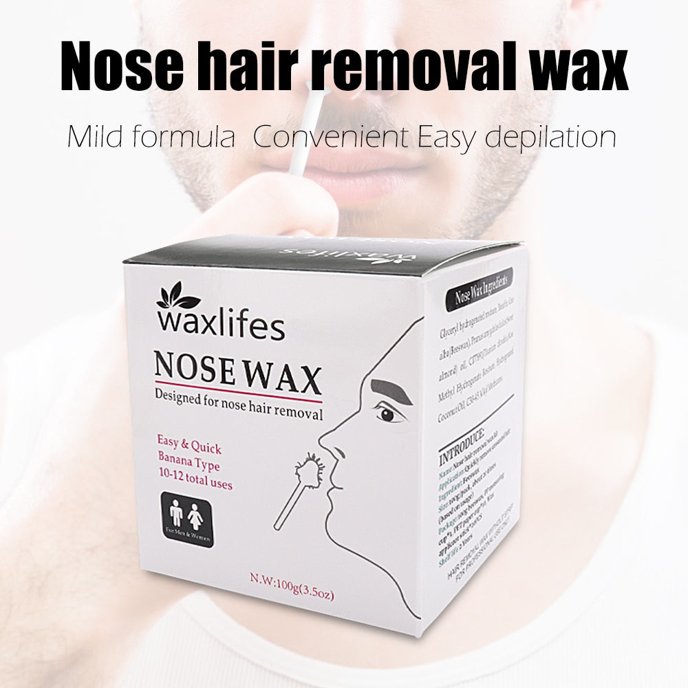 Nose Hair Removal Nose Wax Kit Painless Beads Mens Nasal Nose Ear Waxing Kit Measuring Cup Moustache Stencils Hair Removal Tools