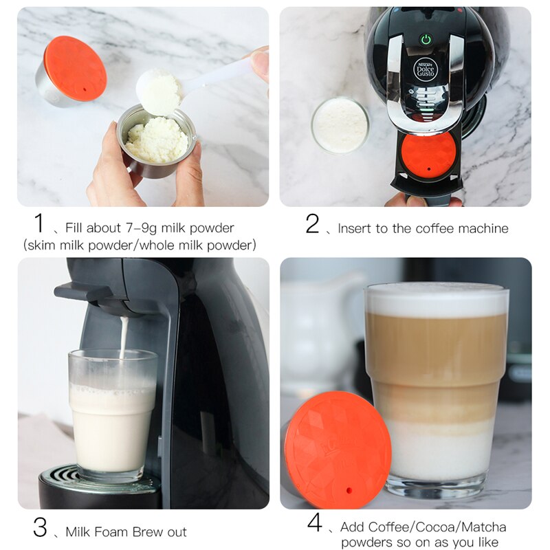 Reusable Coffee & Milk Foam Filters For Nescafe Dolce Gusto Refillable Coffee Capsule Pod Stainless Steel Plastic Coffee Filters