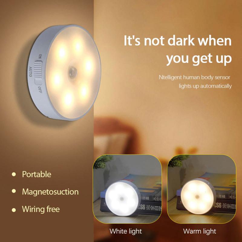 Intelligent Night Light Motion Sensor Night Lamp LED Rechargeable Night Light Wireless Energy-saving LED Body Induction Lamp