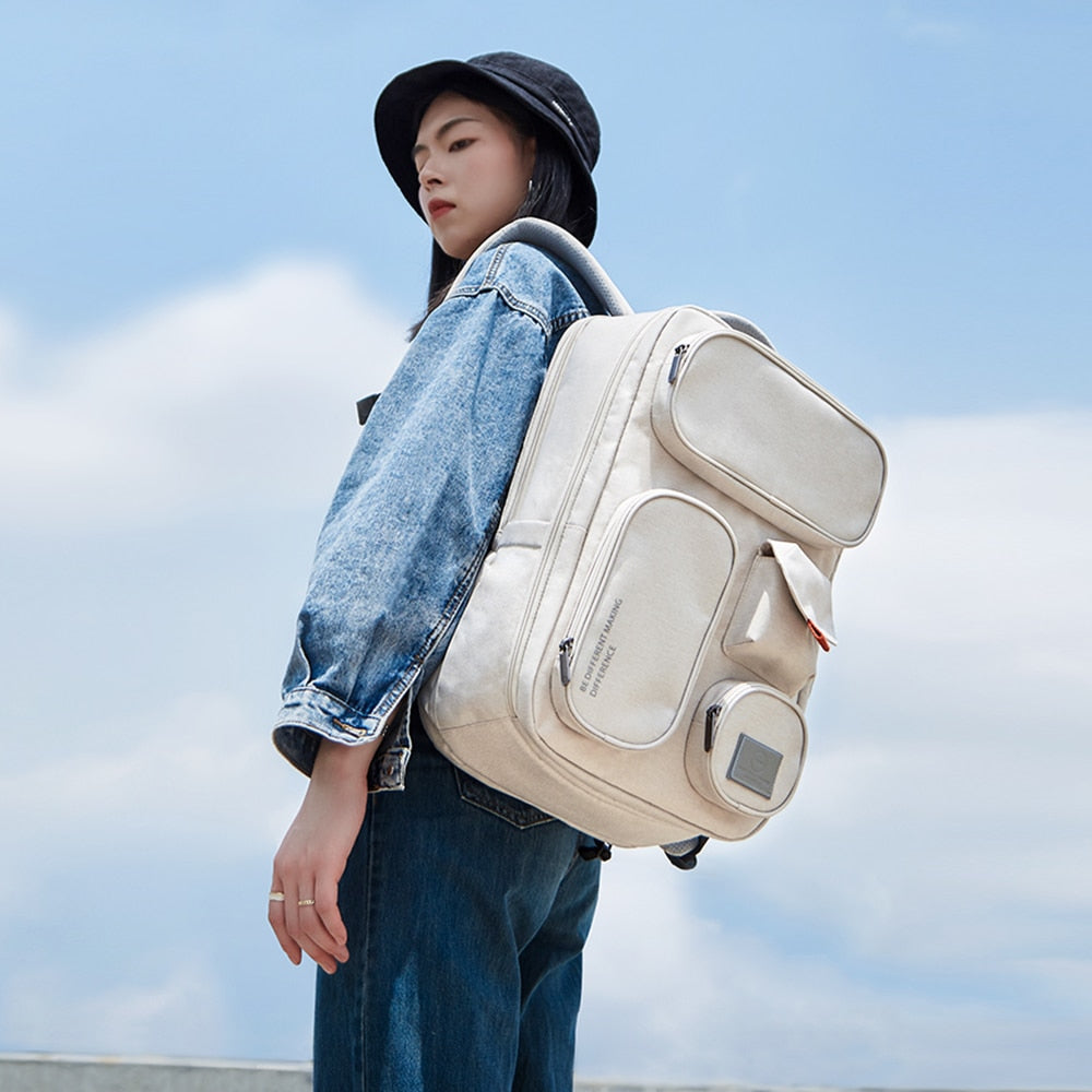 Mixi Outdoor Backpack Women Travel Bag 18 Inch Men Rucksack Waterproof Laptop White Black Blue