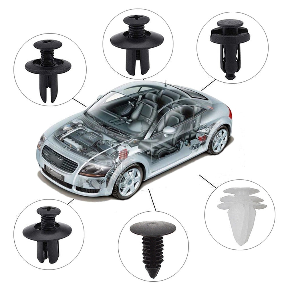 100pcs Mixed Auto Fastener Clip Car Body Push Retainer Pin Rivet Bumper Door Trim Panel Retainer Fastener Kit  Car Accessories