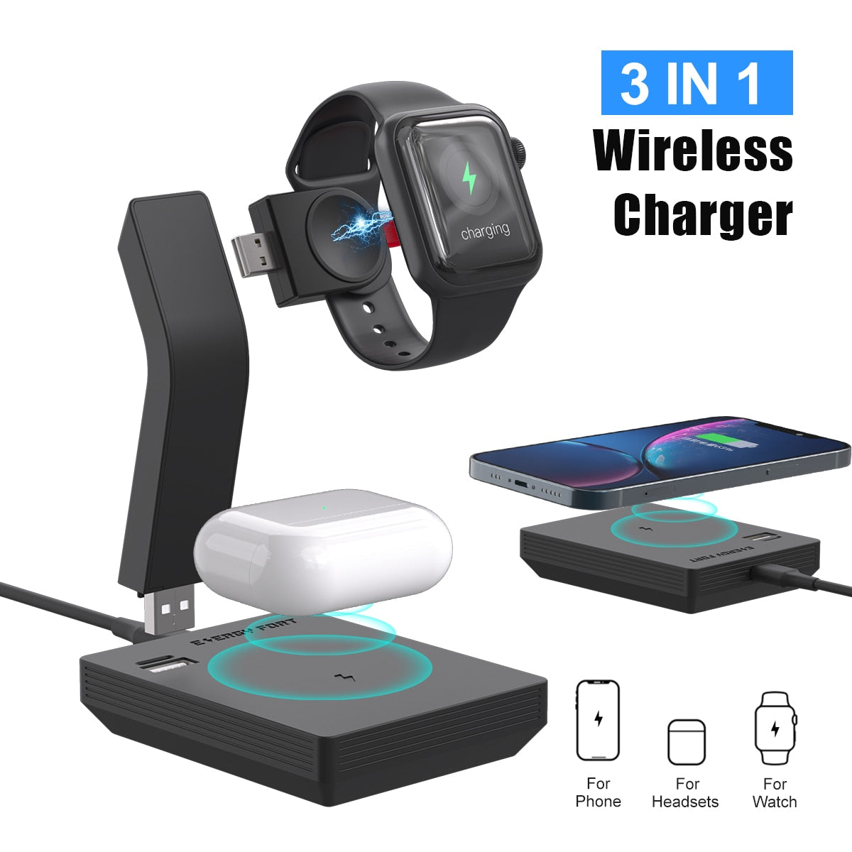 Wireless Charger Stand 15W Qi Fast Charging Dock Station for Apple Watch iWatch 7 AirPods Pro 2 For iPhone 13 12 XS XR X 8 Z5A