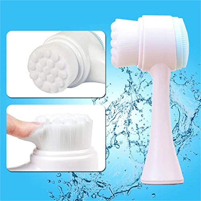Silicone Face Cleansing Brush Double-Sided Facial Cleanser Blackhead Removal Product Pore Cleaner Exfoliator Face Scrub Brush