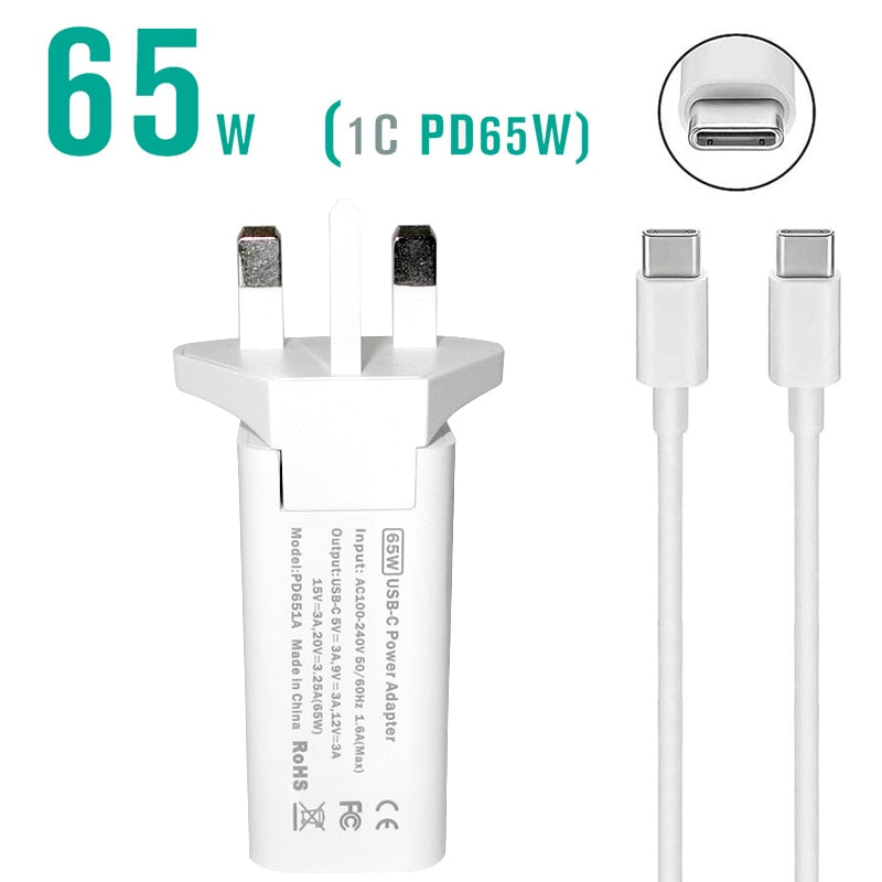 45W 65W 20V 3.25A USB Type C PD Charger USB C Power Laptop Adapter for Macbook Pro 12 13 Huawei Matebook HP DELL XPS Notebooks