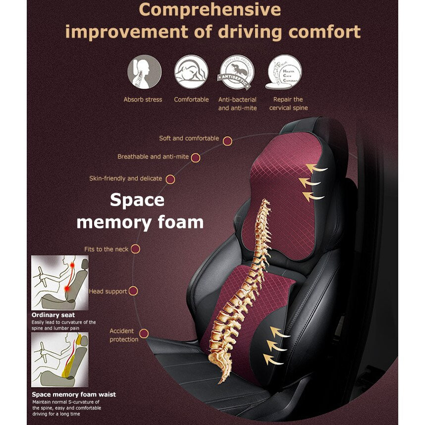 Car Seat Headrest Auto Memory Foam Pillow Car Neck Pillow Seat Head Support Lumbar Support For Office Chair Cushion For Car Auto