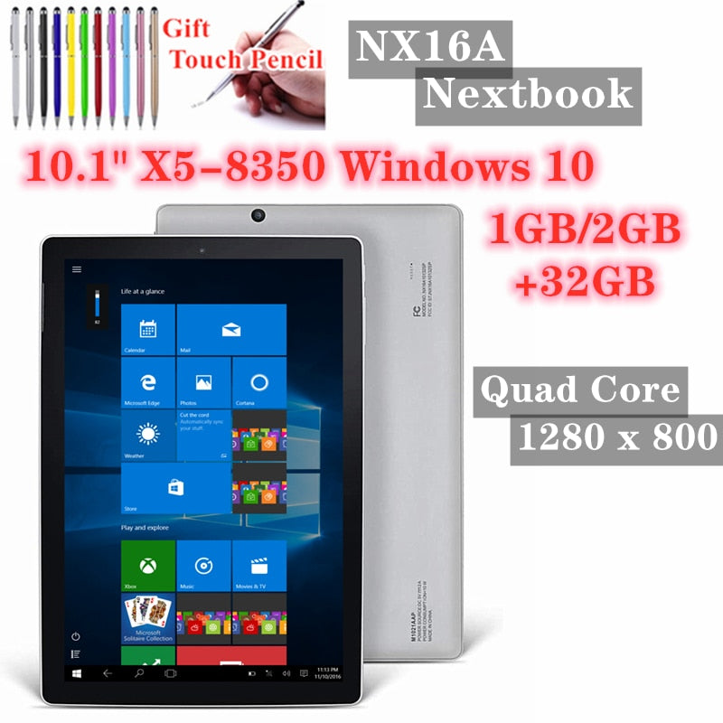 2022 Newest 1/2+32GB 10.1 Inch Windows 10 Tablet PC Quad Core 1280*800 IPS WiFi Dual Cameras Capacitive 10 Points Multi-touch