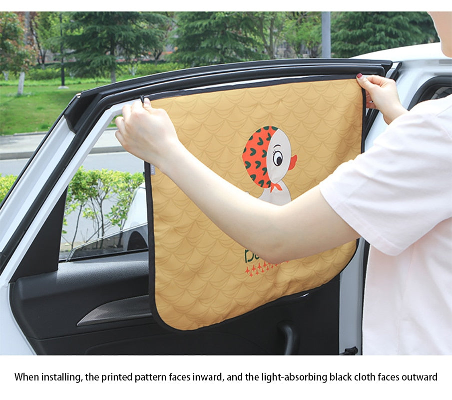 Magnetic Curtain In The Car Window Sunshade Cover Cartoon Universal Side Window Sunshade UV Protection For Kid Baby Children