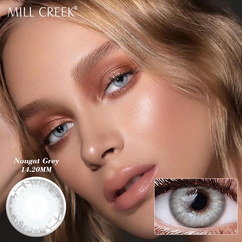 Mill Creek 1Pair Color Contacts lences Myopia Degree Nougat-blue natural beauty lenses Colored Contacts With Prescription
