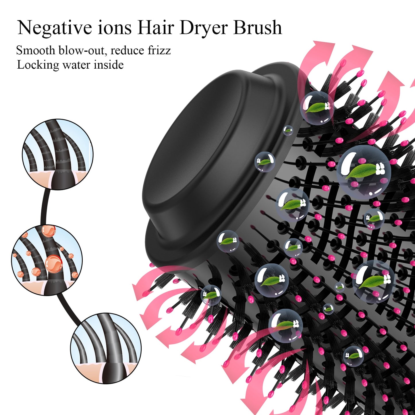 1000W Hair Dryer Hot Air Brush Styler and Volumizer Hair Straightener Curler Comb Roller One Step Electric Ion Blow Dryer Brush