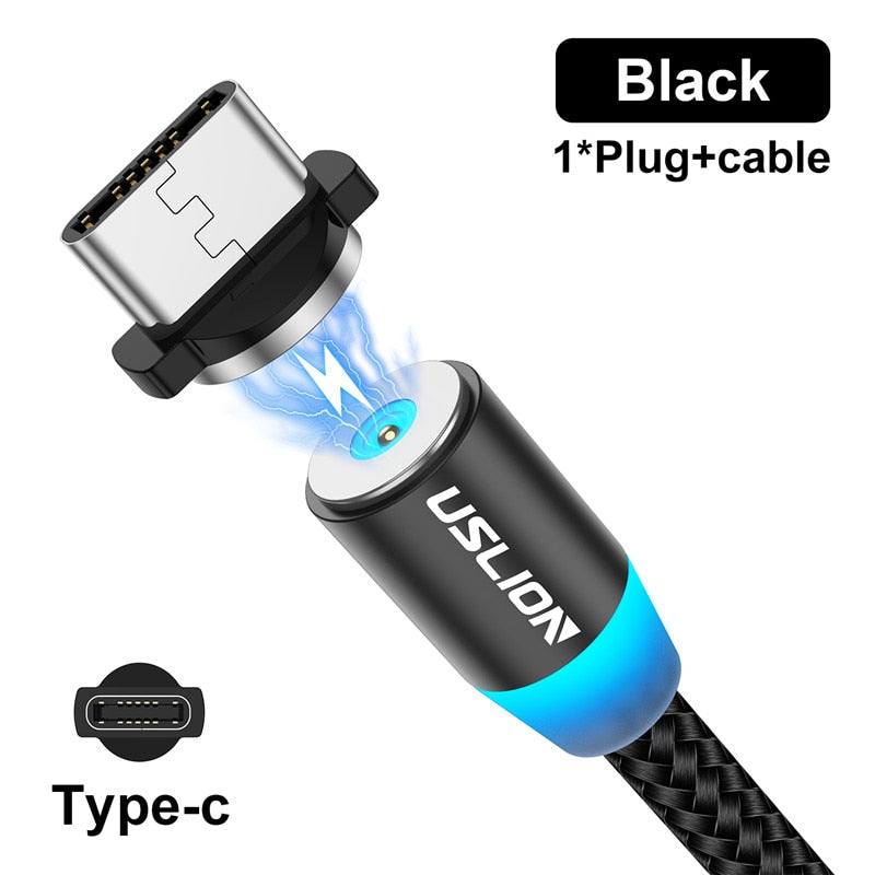Magnetic USB Cable For iPhone 12, Samsung Type C, LED Fast Charging Micro USB Cable Cord