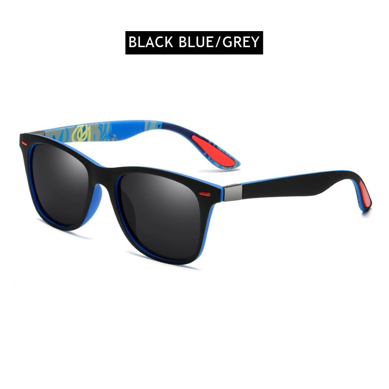 FUQIAN Hot Sale Polarized Sunglasses Men Women Classic Square Plastic Driving Sun Glasses Male Fashion Black Shades UV400