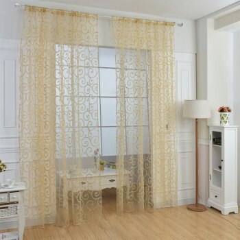 New 100*200cm Vintage Pastoral Floral Tulle Voile Door Scarf Valances Drape Sheer Window Curtain Bedroom Living Room
