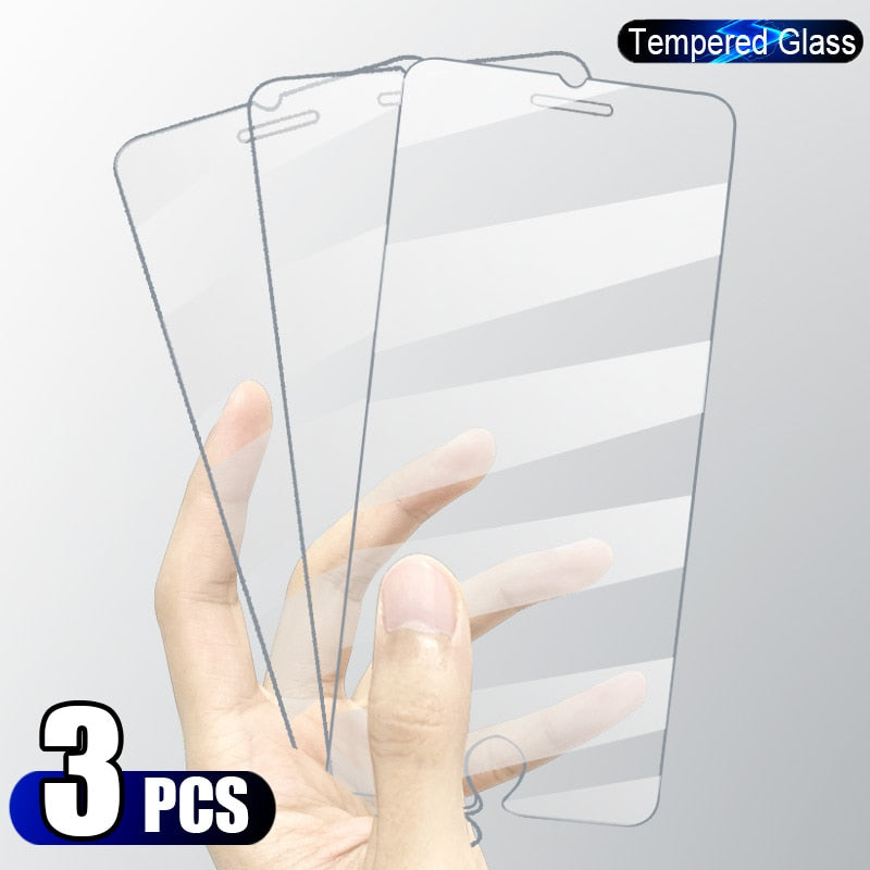 3PCS Full Cover Tempered Glass On the For iPhone 7 8 6 6s Plus X Screen Protector On iPhone X XR XS MAX SE 5 11 12 13 Pro Glass