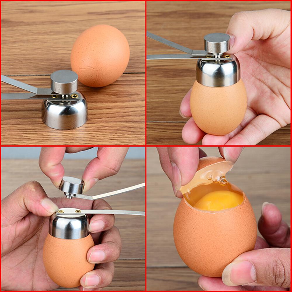 New Practical Metal Egg Scissors Egg Topper Cutter Shell Opener Stainless Steel Boiled Raw Egg Open Creative Kitchen Tools Set