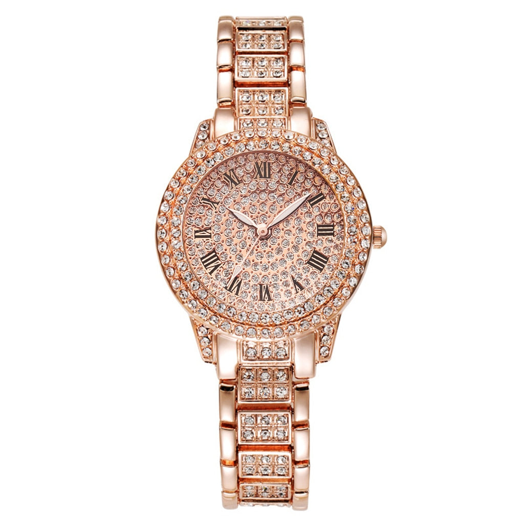 Diamond Women Watches Gold Watch Ladies Wrist Watches Luxury Brand Rhinestone Women's Bracelet Watches Female Relogio Feminino