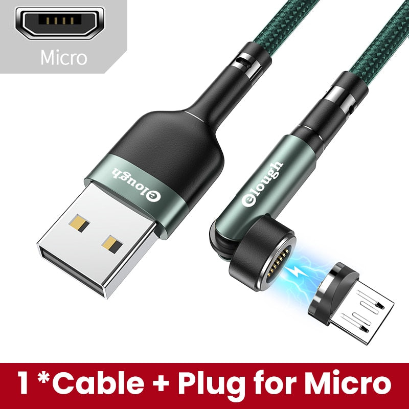 Elough 540 Rotate Magnetic Cable 3A Fast Charging Micro USB Type C Cable For iPhone Xiaomi Magnetic Charger Phone Data USB Cord