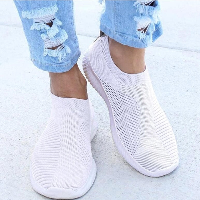 Women Vulcanized Shoes Flat Slip on Shoes Woman Lightweight White Sneakers Summer Autumn Casual Chaussures Femme Basket
