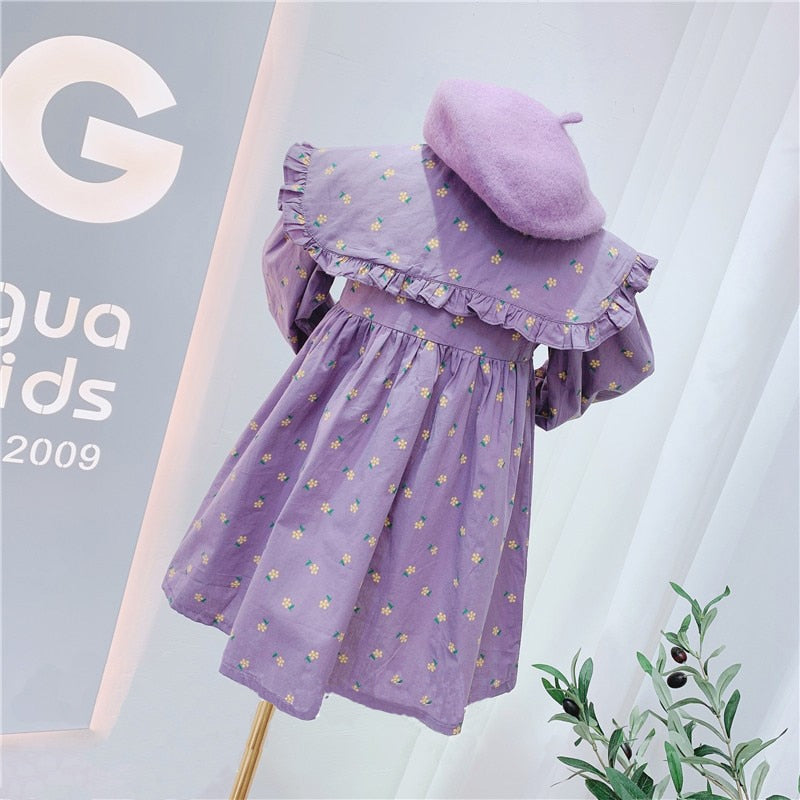 2022  Spring Autumn Baby Girl's Cute Floral Print Dress Children Fashion Party Dress Kids Infant Clothes