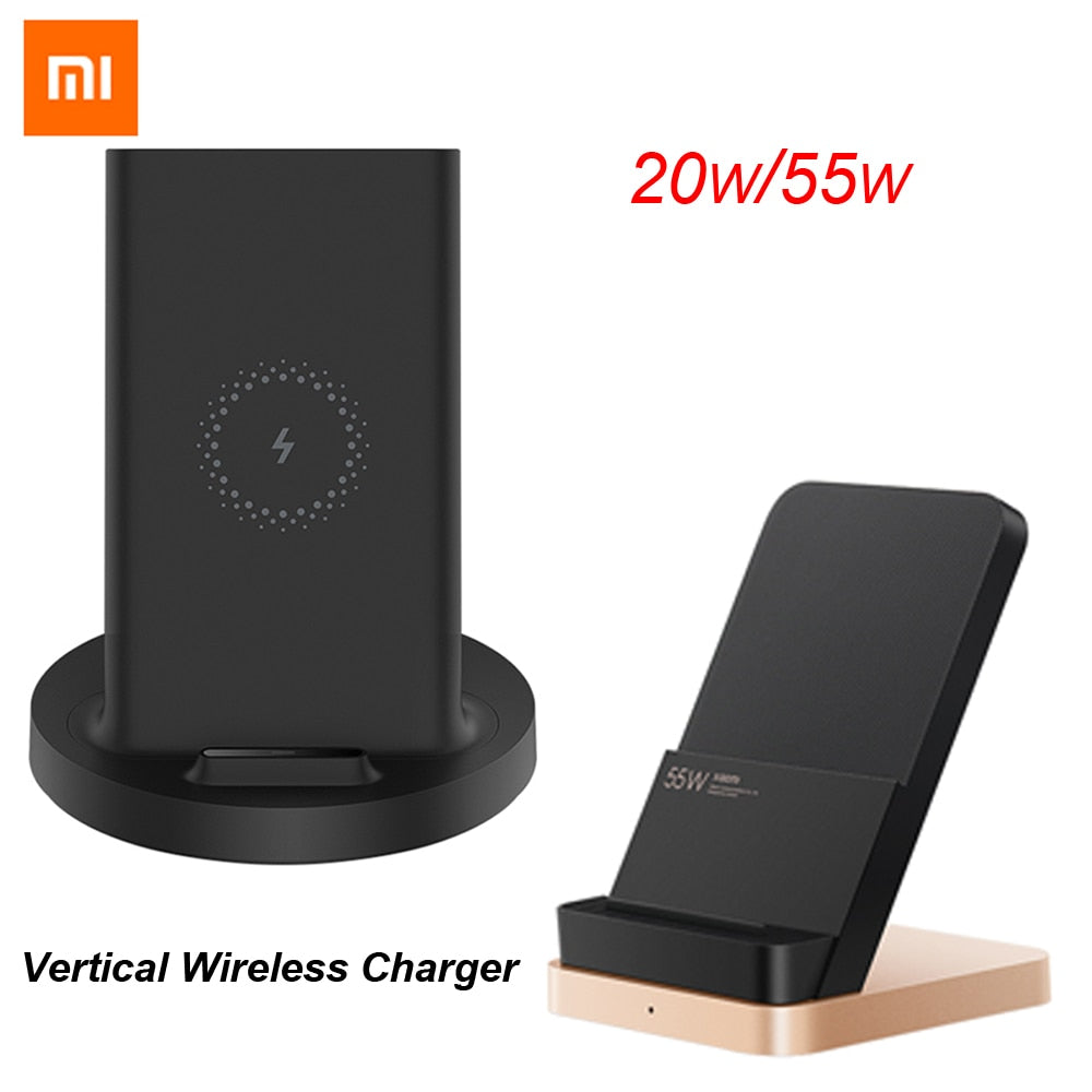 Xiaomi Vertical Wireless Charger 20W/55W Max Flash Charging Qi Compatible Multiple Safe Stand Horizontal for Mi 9 (20W) MIX 2S